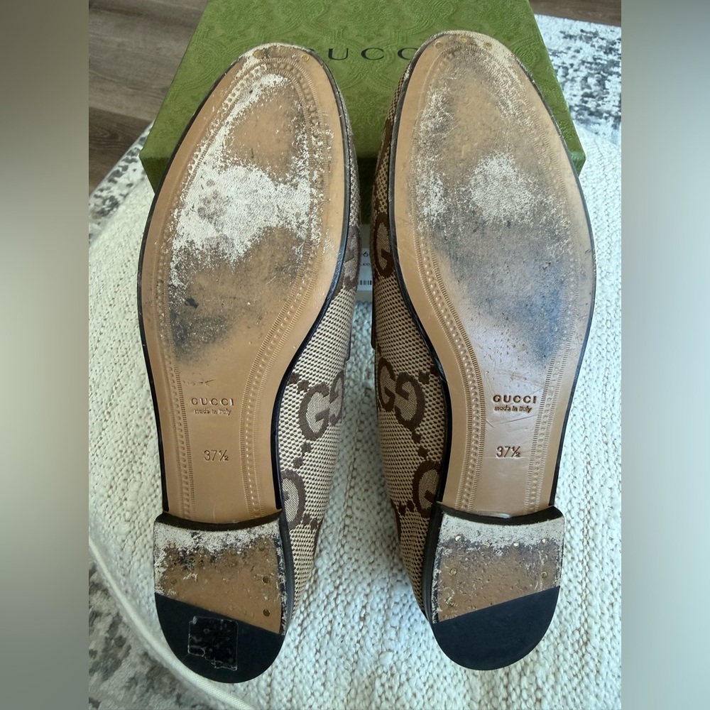 Gucci Women’s Beige/Brown GG Canvas Horsebit Loafers | Size 37.5 (US size 7-1/2) - Picture 7 of 7
